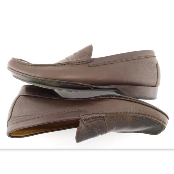 TARYN ROSE Brown Leather Slip On Penny Loafer Flats 42.5